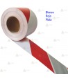 Cinta de balización con franjas Rojas/Blancas/Plata. Galga 200 (250m x 1 cm)