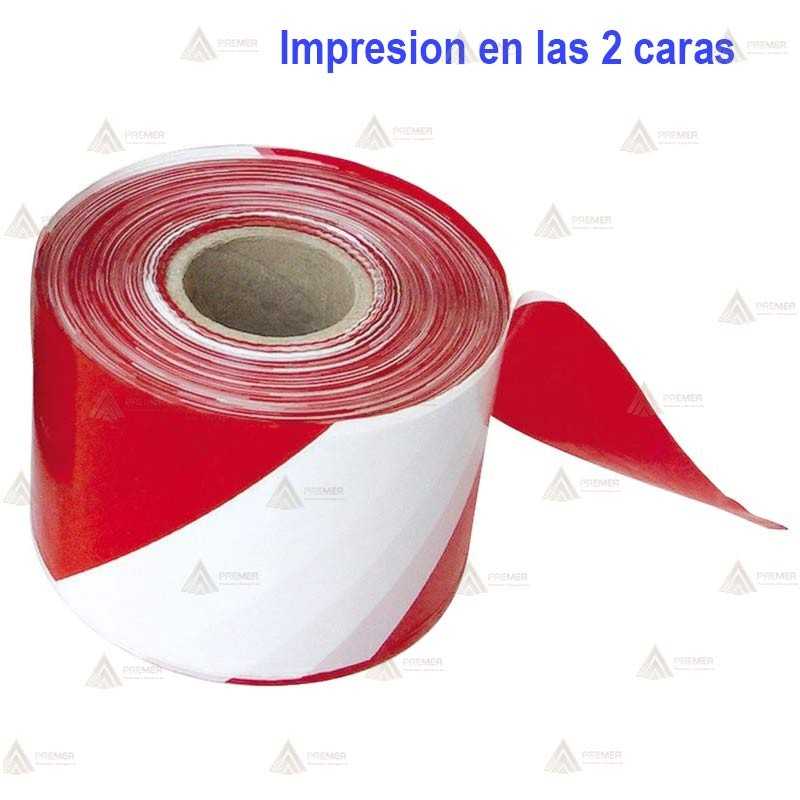 Cinta de balización franjas rojas/blancas en las dos caras. Galga 400 (200m x 10 cm)