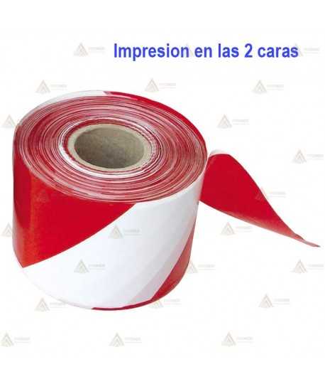 Cinta de balización franjas rojas/blancas en las dos caras. Galga 400 (200m x 10 cm)