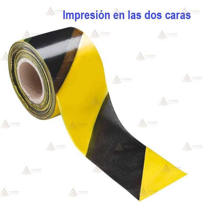 Cinta de balización franjas amarillas/negras en las dos caras. Galga 400 (200m x 10 cm)