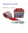 Cinta de balización franjas rojas/blancas en las dos caras. Galga 400 (200m x 10 cm)
