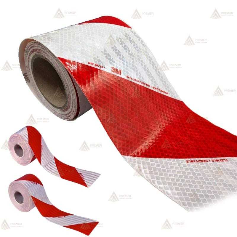 Cinta adhesiva reflectante de Nivel 2  Blanco/Rojo 3M™ 823i