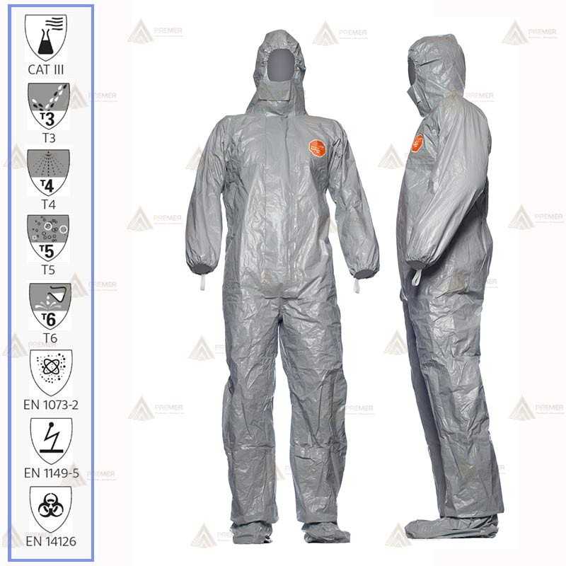 Buzo Tychem 6000 F gris con calcetines. Tipo 3B, 4B, 5, 6   (20 und)