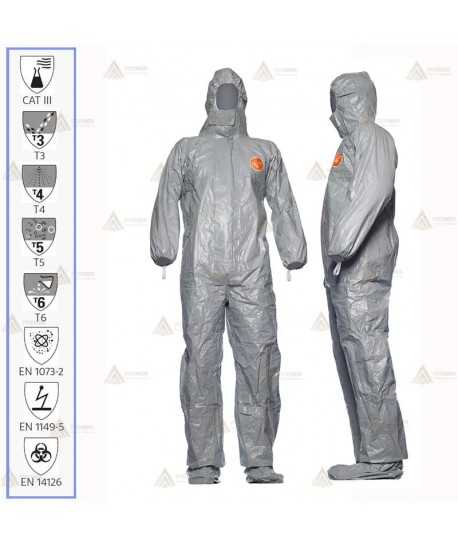Buzo Tychem 6000 F gris con calcetines. Tipo 3B, 4B, 5, 6   (20 und)