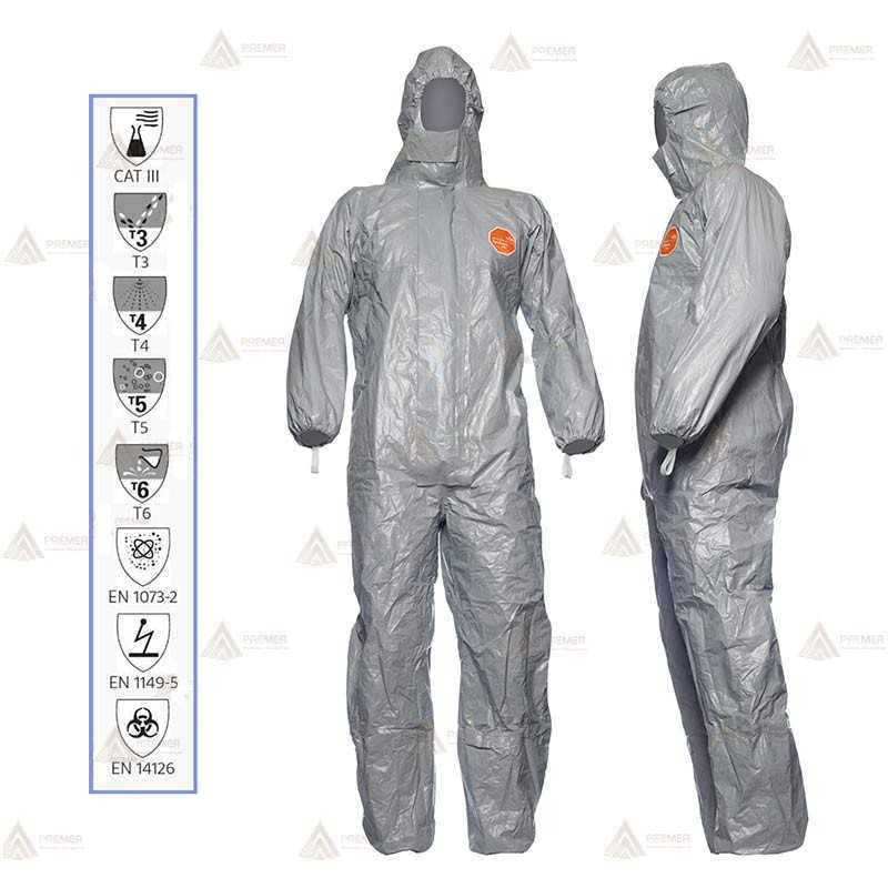 Buzo Tychem 6000 F gris sin calcetines. Tipo 3B, 4B, 5, 6   (20 und)