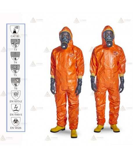 Buzo desechable Tychem 6000 F naranja. Tipo 3B, 4B, 5, 6   (25 und)