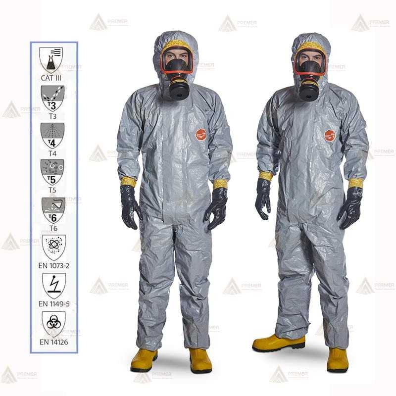 Buzo Tychem 6000 F Plus gris sin calcetines. Tipo 3B, 4B, 5, 6   (10 und)