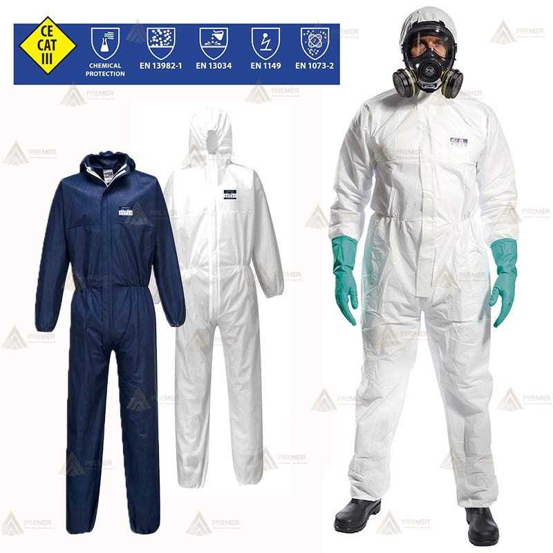 Buzo SMS transpirable protección química. Tipo 5 y 6