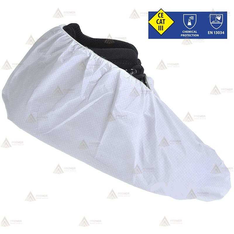 Cubrezapatos protección química y biológica de tres capas de SMS color blanco