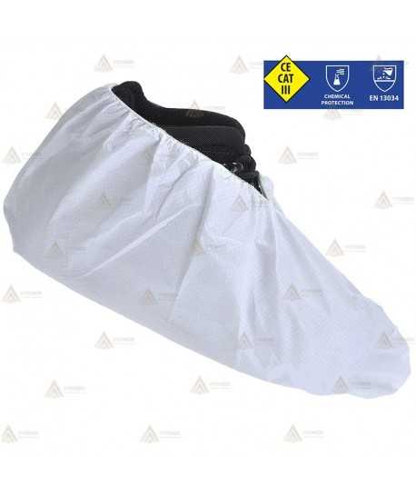 Cubrezapatos protección química y biológica de tres capas de SMS color blanco