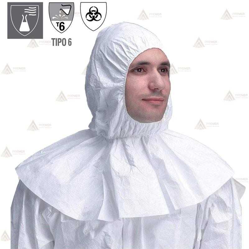 Capuz Tyvek 500 con faldón con protección Tipo 6B (100 Unid.)