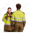 Parka ignífuga e impermeable con refuerzos para bomberos forestales