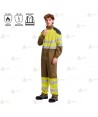Buzo ignífugo con refuerzos y alta visibilidad para bomberos forestales