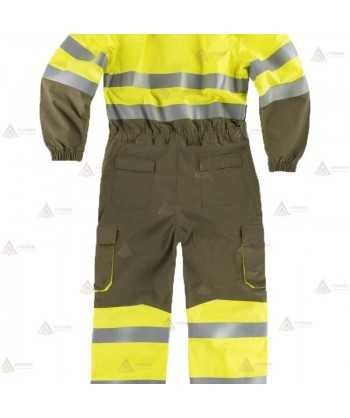 Buzo ignífugo con refuerzos y alta visibilidad para bomberos forestales