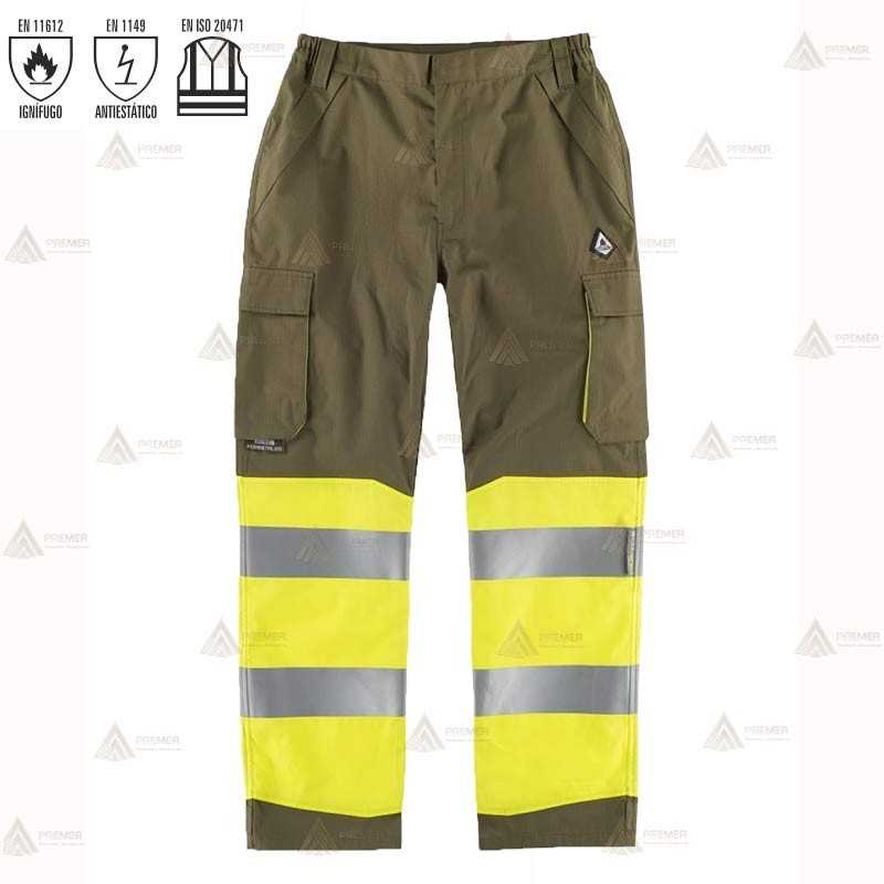 Pantalón ignífugo multibolsillos para bomberos forestales