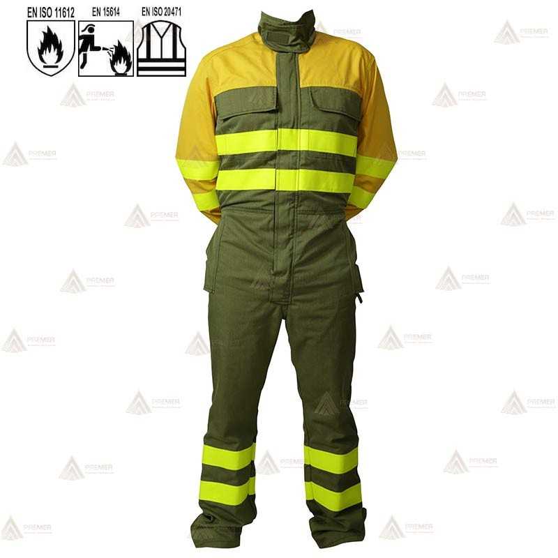 Buzo ignífugo de alta visibilidad para bomberos forestales