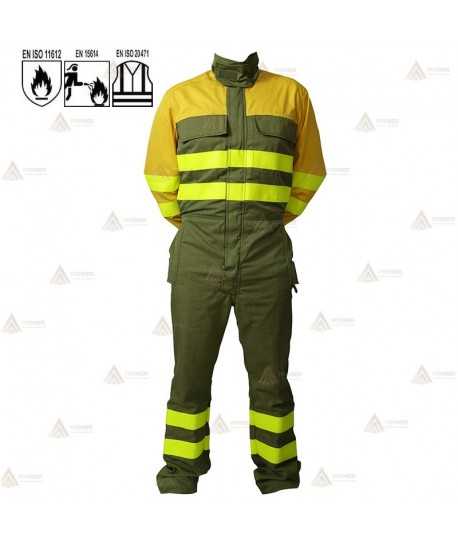 Buzo ignífugo de alta visibilidad para bomberos forestales