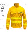 Camisa ignífuga de alta visibilidad con refuerzos para bomberos forestales