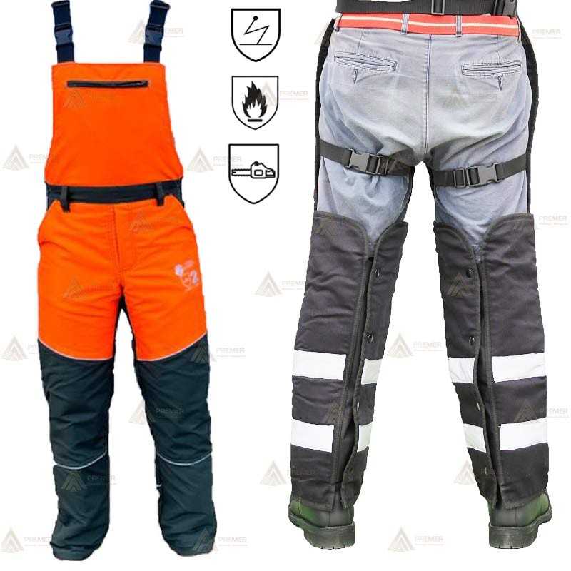 Zahón anticorte e ignífugo con peto para bomberos forestales