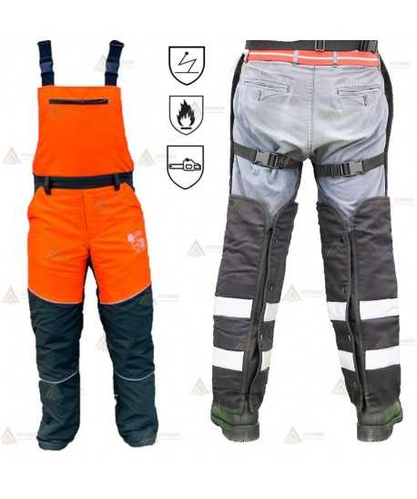 Zahón anticorte e ignífugo con peto para bomberos forestales