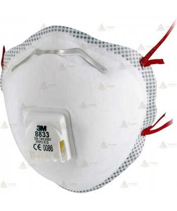 Mascarilla 3M 8833 con válvula para partículas, FFP3 NR D (Pack 10)