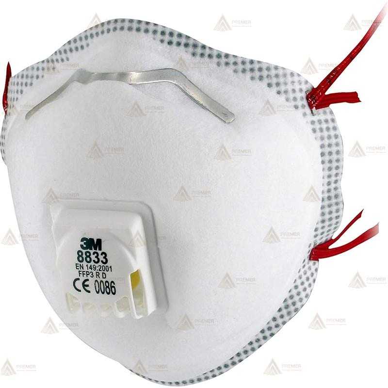 Mascarilla 3M 8833 con válvula para partículas, FFP3 NR D (Pack 10)
