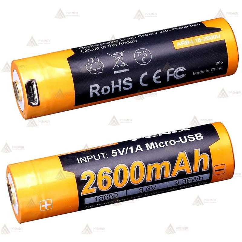 Batería 18650 Li-Ion Fénix 3.7V 2600 mAh para linternas Fenix