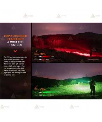 Linterna de Caza Fenix HT32  (2500 lúmenes) con luces rojas y verdes
