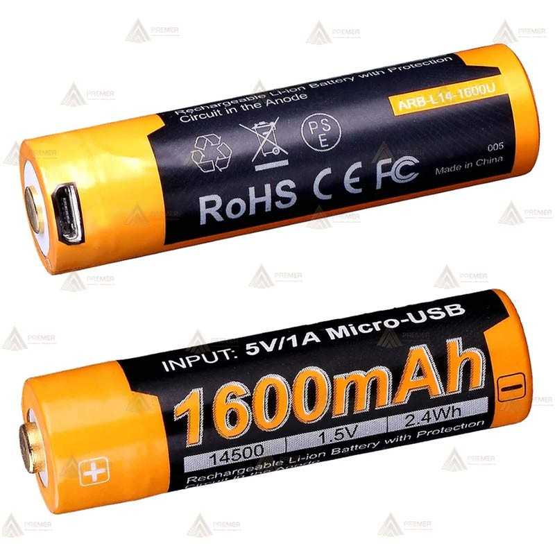 Batería de Li-Ion Fénix 1,5V y 1600 mAh con micro-USB de carga