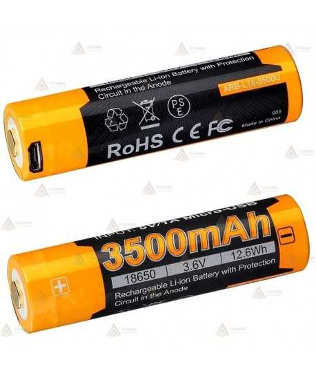 Batería recargable de iones de litio 18650 de alta capacidad con un puerto de carga micro-USB incorporado