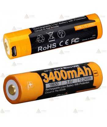 Pila recargable 18650 Li-Ion Fénix 3.6V 3400 mAh. Triple protección