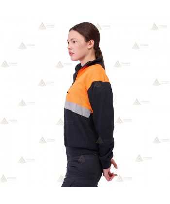 Sudadera gruesa de alta visibilidad bicolor con media cremallera para Protección Civil