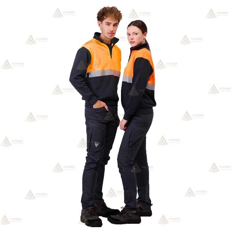Sudadera gruesa de alta visibilidad bicolor con media cremallera para Protección Civil