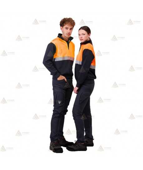 Sudadera gruesa de alta visibilidad bicolor con media cremallera para Protección Civil