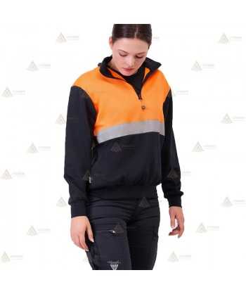 Sudadera gruesa de alta visibilidad bicolor con media cremallera para Protección Civil