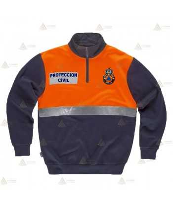 Sudadera gruesa de alta visibilidad bicolor con media cremallera para Protección Civil