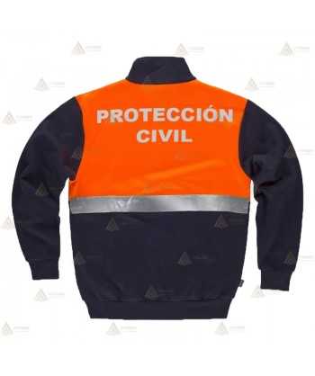Sudadera gruesa de alta visibilidad bicolor con media cremallera para Protección Civil