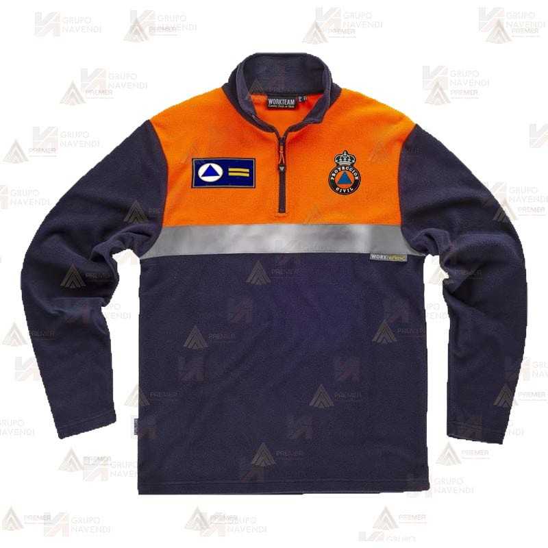Sudadera ligera de alta visibilidad bicolor con media cremallera para Protección Civil