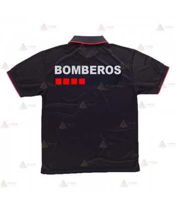 Polo transpirable de manga corta para parque de bomberos marino/rojo