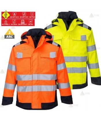 Parka ligera impermeable y desmontable, multinorma de fibra modacrílica