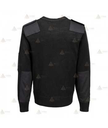 Jersey de punto de cuello pico con refuerzos y galoneras