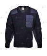 Jersey de punto de cuello pico con refuerzos y galoneras