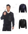 Jersey de punto de cuello pico con refuerzos y galoneras