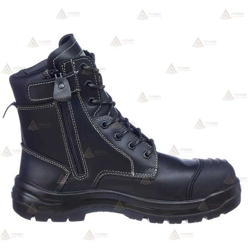 Botas táctica de piel flor de seguridad con cremallera y cordura S3 HRO