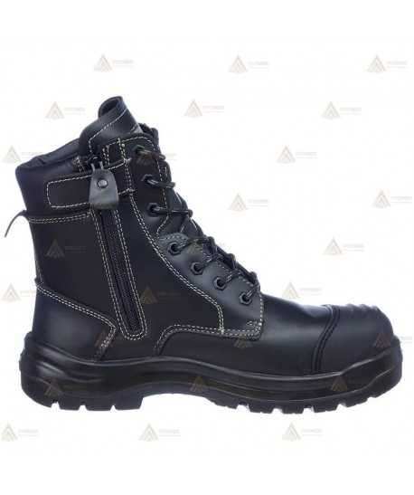 Botas táctica de piel flor de seguridad con cremallera y cordura S3 HRO