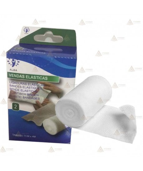 Venda elástica blanca de 4m. x 7 cm en paquete individual (24 unidades)