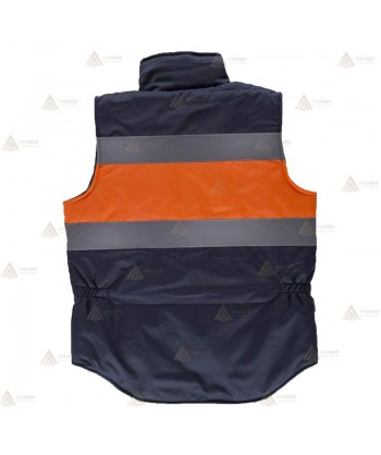 Chaleco acolchado bicolor con cintas reflectantes para Protección Civil