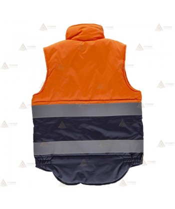 Chaleco acolchado bicolor con cintas reflectantes para Protección Civil