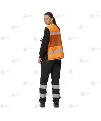 Chaleco paramédico de rejilla con cintas reflectantes color naranja flúor