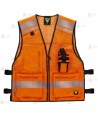 Chaleco paramédico de rejilla con cintas reflectantes color naranja flúor